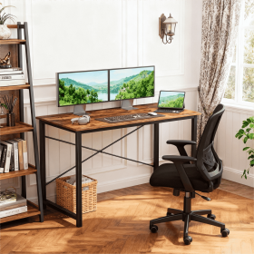 40in Computer Office Desk, Writing Table for Small Spaces, Modern Style Home Office Desk, Rust Brown