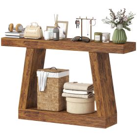 55" Farmhouse Console Table, 2-Tier Entryway Table with Storage for Hallway, Living Room, Behind Couch, Rustic Brown