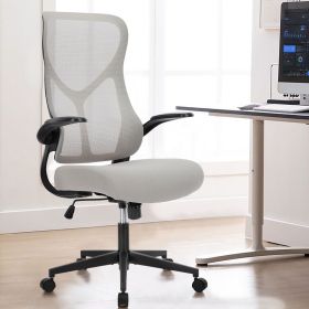 Ergonomic Office Chair, Adjustable Desk Chair with Padded Armrests, Comfortable Computer Chair for Home Office Use,Grey