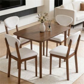 5-piece dining table set, modern table and chairs, kitchen set, living room set, cream white