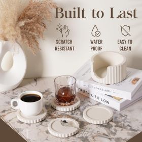 Coffee Table Ottoman Tray with Coasters | Modern Neutral Home Decor Accent | Console Table Decor | Kitchen Table