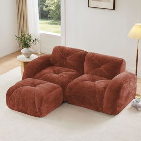 L-shaped Boneless Sofa,Soft Velvet Fabric,Tufted Design,32D High Density Sponge,No Assembly Required,Ergonomic Design,Bottom Anti-Slip Design