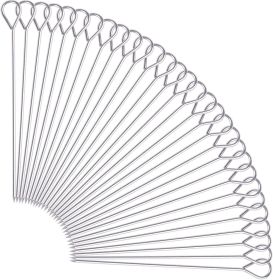 12 Inch Metal Kabob Skewers 30pcs, BBQ Skewers,Reusable Stainless Steel Barbecue Skewer Sticks for Grilling Kebob Meat Chicken Vegetable Appetise