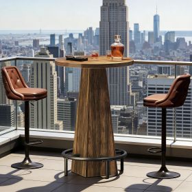 Round Pub Table, Counter Height Bar Table With Footrest