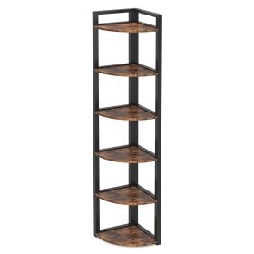 6-Tier Corner Shelf, Small Corner Bookshelf Storage Rack