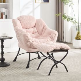 Lazy Chair with Ottoman, Modern Lounge Accent Chair with Armrests and a Side Pocket